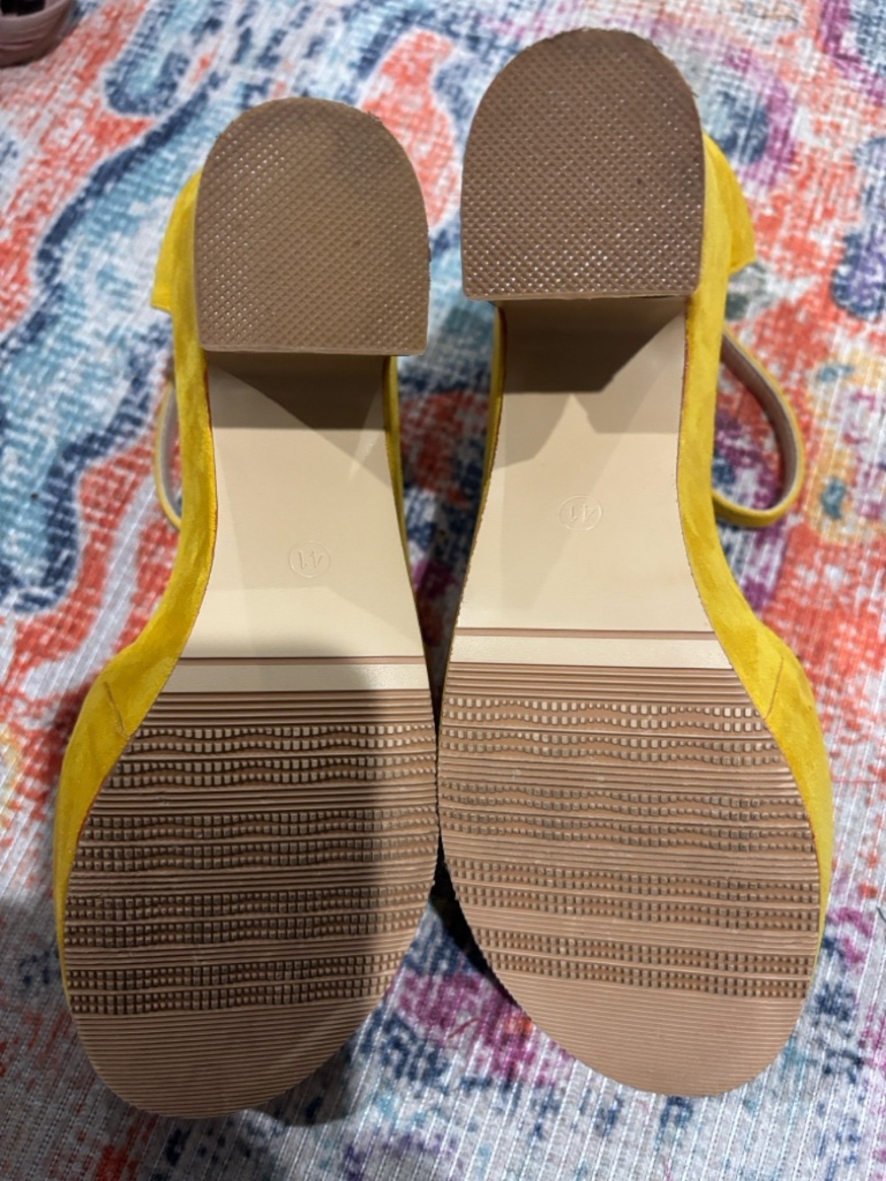 Bright Yellow Suede-Look Platform Sandals with Ankle Strap - Picture 10 of 10
